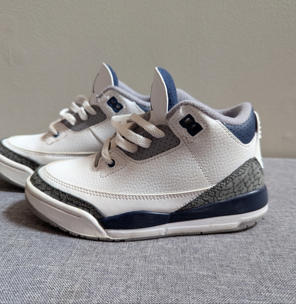 Little Kid's Jordan 3 Retro 'White/Midnight Navy' (DM0966 140) Pre School 12.5
